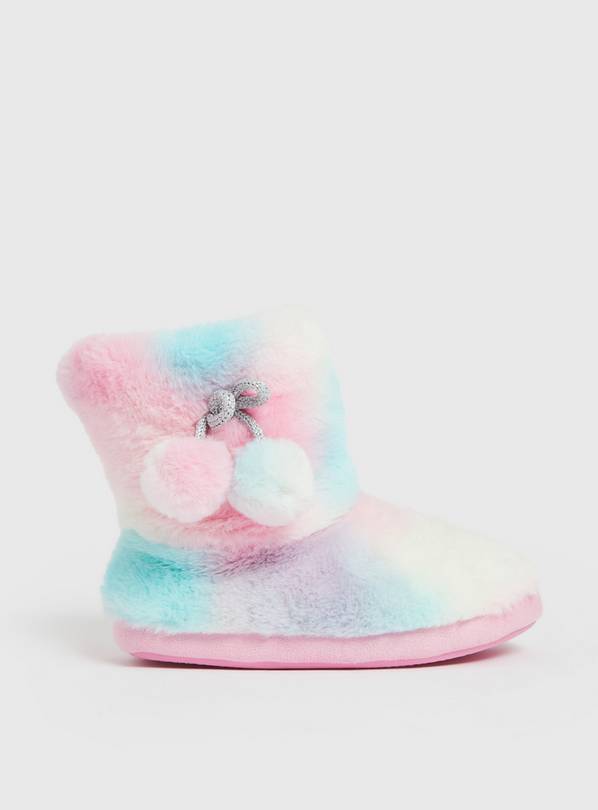 Buy Rainbow Faux Fur Slipper Boots 10 11 Infant Slippers Tu